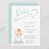 Invitation Petit bébé garçon et son Baby shower mobile (Devant / Derrière)