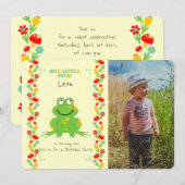Invitation Petit bébé grenouille photo de la fête du premier (Devant / Derrière)