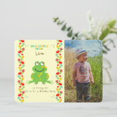 Invitation Petit bébé grenouille photo de la fête du premier (Debout devant)