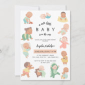 Invitation Petit Bébé mignon Sur Le Chemin Baby shower Aquare (Devant)