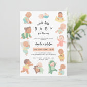 Invitation Petit Bébé mignon Sur Le Chemin Baby shower Aquare (Debout devant)