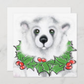 Invitation Petit bébé ours polaire de Noël, petit ours de Pèr (Devant / Derrière)