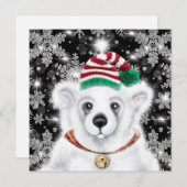 Invitation Petit bébé ours polaire de Noël, petit ours de Pèr (Devant / Derrière)