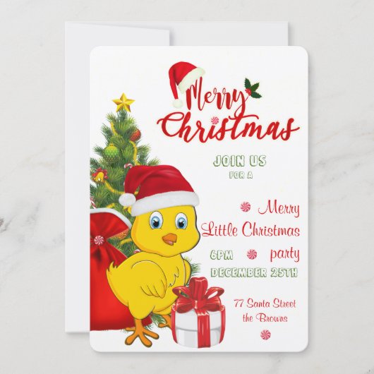 Invitation Petit bébé poulet Noël (Devant)