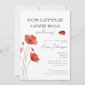 Invitation Petit Bébé Puceron Coquelicots Fête de Naissance (Devant)
