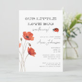 Invitation Petit Bébé Puceron Coquelicots Fête de Naissance (Debout devant)