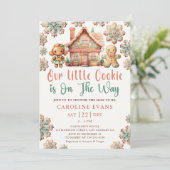 Invitation Petit biscuit Baby shower de Noël d'hiver (Debout devant)
