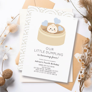 Invitation Petit Bleu Dumpling Boy Anniversaire