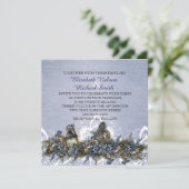 Invitation Petit Bleu Noël Oiseaux Mariage Inviter (Debout devant)