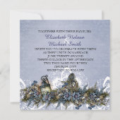 Invitation Petit Bleu Noël Oiseaux Mariage Inviter (Devant)