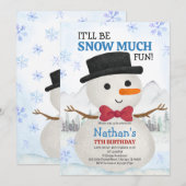Invitation Petit Bonhomme de Neige Anniversaire (Devant / Derrière)