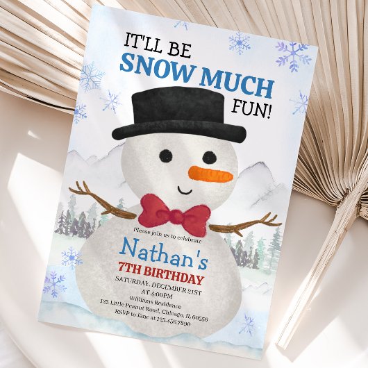 Invitation Petit Bonhomme de Neige Anniversaire