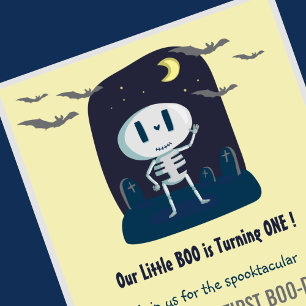 Invitation Petit boo Crâne Mignon Halloween 1er Anniversaire