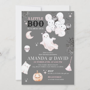 Invitation Petit Boo Cute Ghost Halloween Baby Girl Douche