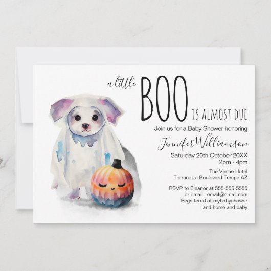 Invitation Petit Boo Cute Halloween Simple Baby shower (Devant)