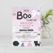 Invitation Petit Boo Est Presque Due Baby shower Fantôme (Debout devant)