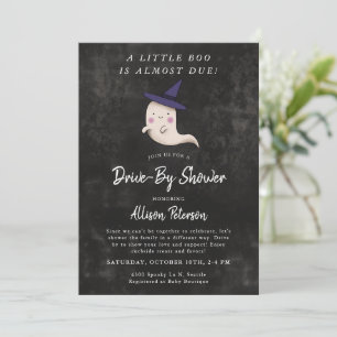 Invitation Petit Boo Girl Halloween Drive Par Baby shower