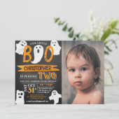 Invitation Petit Boo ! Halloween 2ème anniversaire Photo (Debout devant)