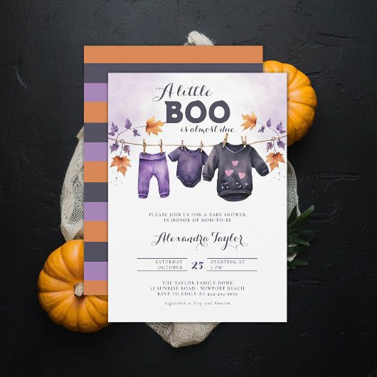 Invitation Petit Boo Halloween Automne Octobre Bébé Fille Dou