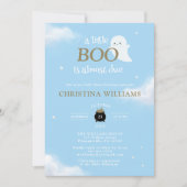 Invitation Petit Boo Halloween Baby shower bleu Fantôme (Devant)