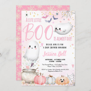 Invitation Petit Boo Halloween Baby shower fille rose