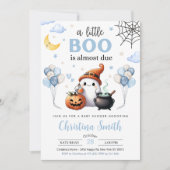 Invitation Petit Boo Halloween Baby shower garçon bleu (Devant)