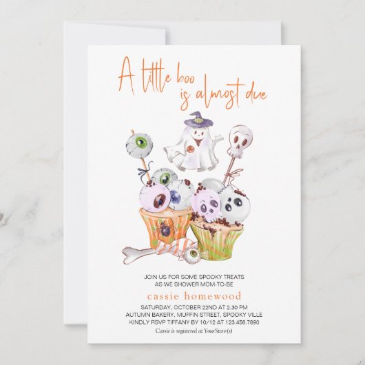 Invitation Petit Boo Halloween fête Baby shower alimentaire (Devant)