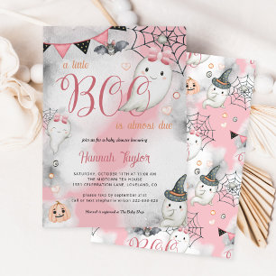 Invitation Petit Boo Halloween rose fille Fantôme Baby shower