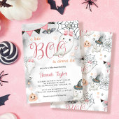 Invitation Petit Boo Halloween rose fille Fantôme Baby shower