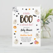 Invitation Petit Boo mignon Halloween Baby shower Fantôme ros (Debout devant)