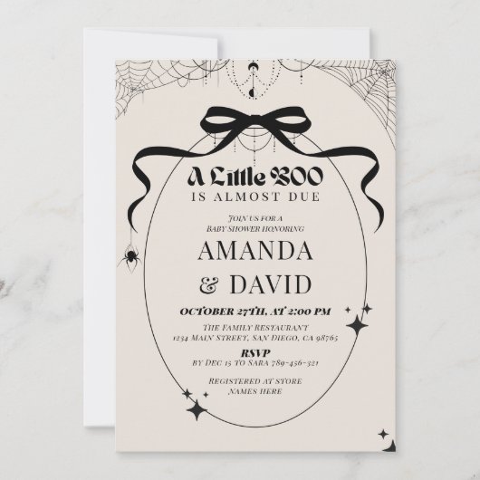 Invitation Petit Boo minimal Baby shower gothique d'Halloween (Devant)
