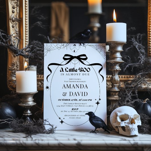Invitation Petit Boo minimal Baby shower gothique d'Halloween