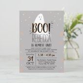 Invitation Petit Boo Moderne ! Baby shower d'Halloween (Debout devant)