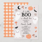 Invitation Petit Boo Orange Moderne Presque Baby shower Dû (Devant / Derrière)