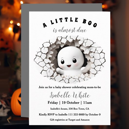 Invitation Petit Boo Pékin Baby shower d'Halloween