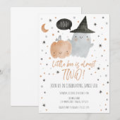 INVITATION PETIT BOO PRESQUE DEUX ANNIVERSAIRE - BLANC (Devant / Derrière)