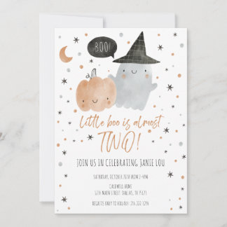 INVITATION PETIT BOO PRESQUE DEUX ANNIVERSAIRE - BLANC