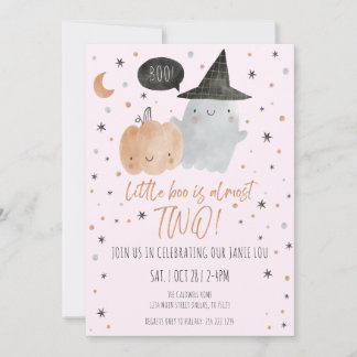 INVITATION PETIT BOO PRESQUE DEUX ANNIVERSAIRE - ROSE