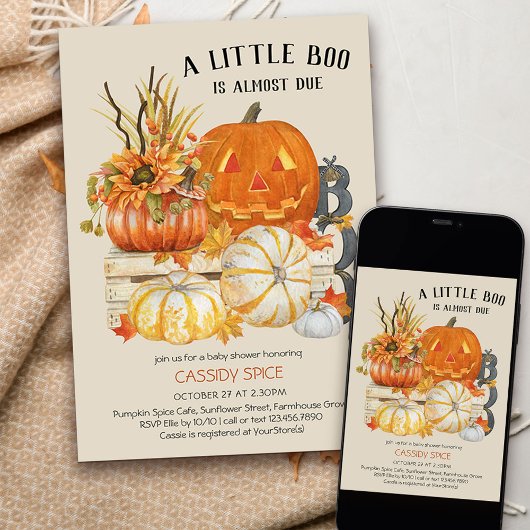 Invitation Petit Boo presque dû Rustique Citrouille Halloween