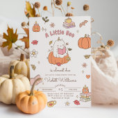 Invitation Petit Boo Retro Baby shower d'automne rose