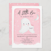 Invitation Petit Boo Rose Douche Halloween Baby shower Fantôm (Devant / Derrière)