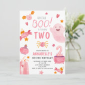 Invitation Petit Boo rose Halloween Deuxième anniversaire (Debout devant)