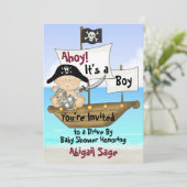 Invitation Petit Boucanier Cute Pirate Drive Par Baby shower (Debout devant)