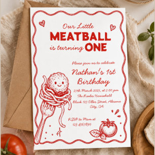 Invitation Petit Boulette Italien Pâtes Premier Anniversaire