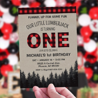 Invitation Petit bûcheron Premier anniversaire