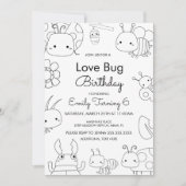 Invitation Petit Bug d'Amour Anniversaire Couleur (Devant)