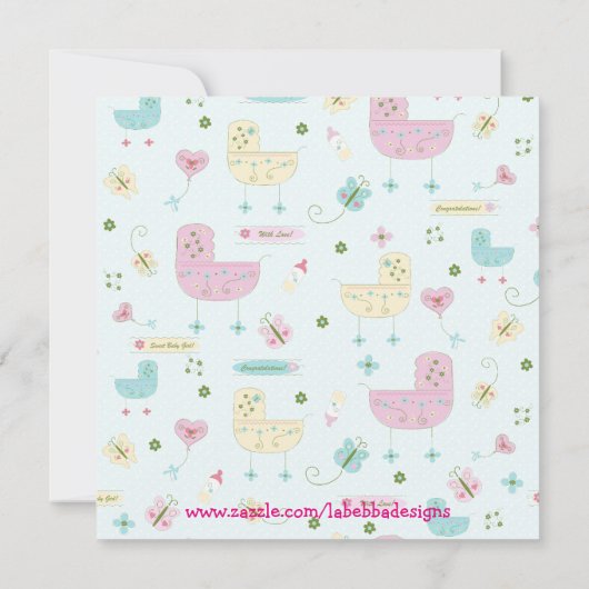 Invitation Petit Buggy Bébé saupoudrer (Dos)