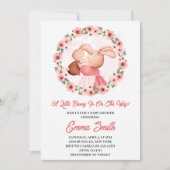 Invitation Petit Bunny Baby shower d'aquarelle florale (Devant)