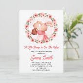 Invitation Petit Bunny Baby shower d'aquarelle florale (Debout devant)