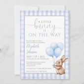 Invitation Petit Bunny Blue Balloons Baby shower garçon (Devant)